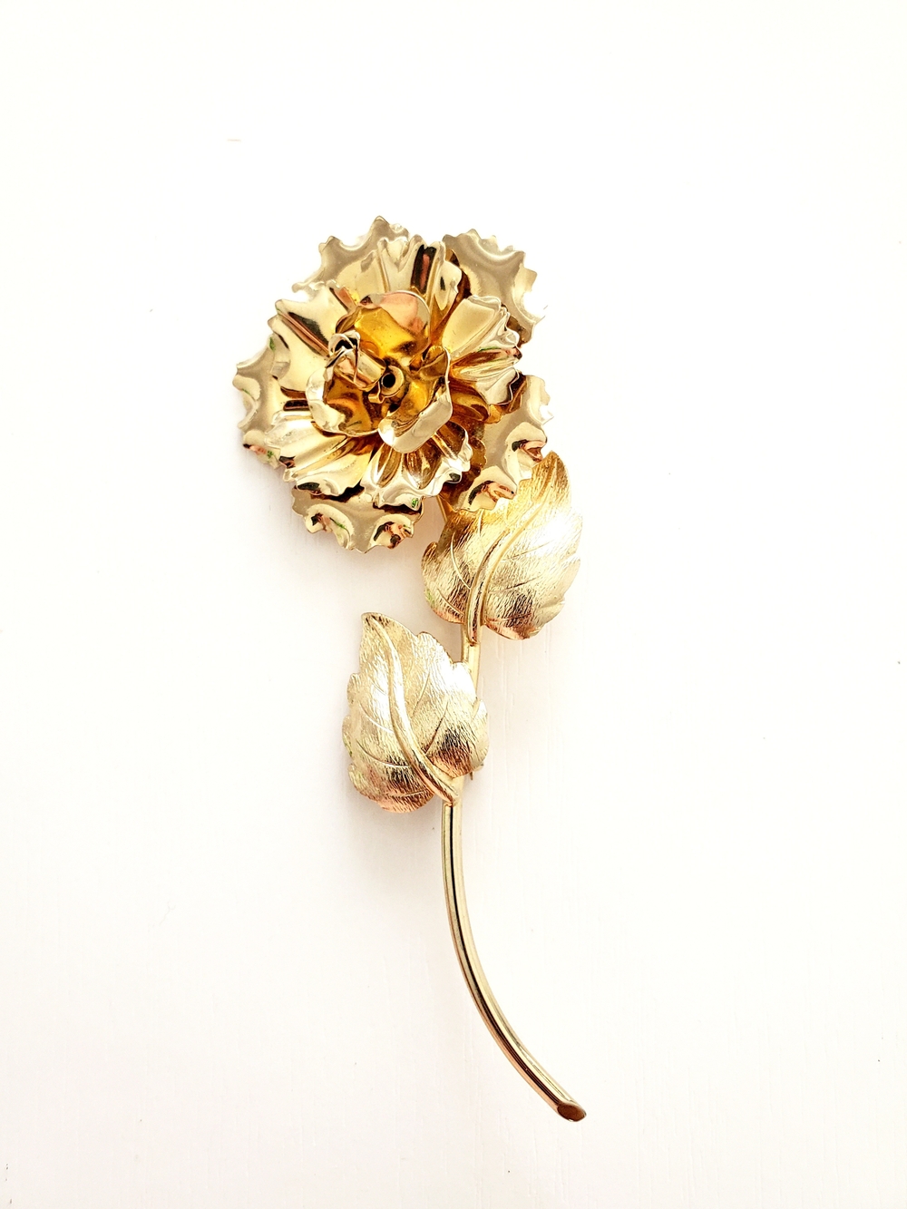 Coro 1950s 1960s Gold Floral Rose Brooch - Elegant Women's Jewelry